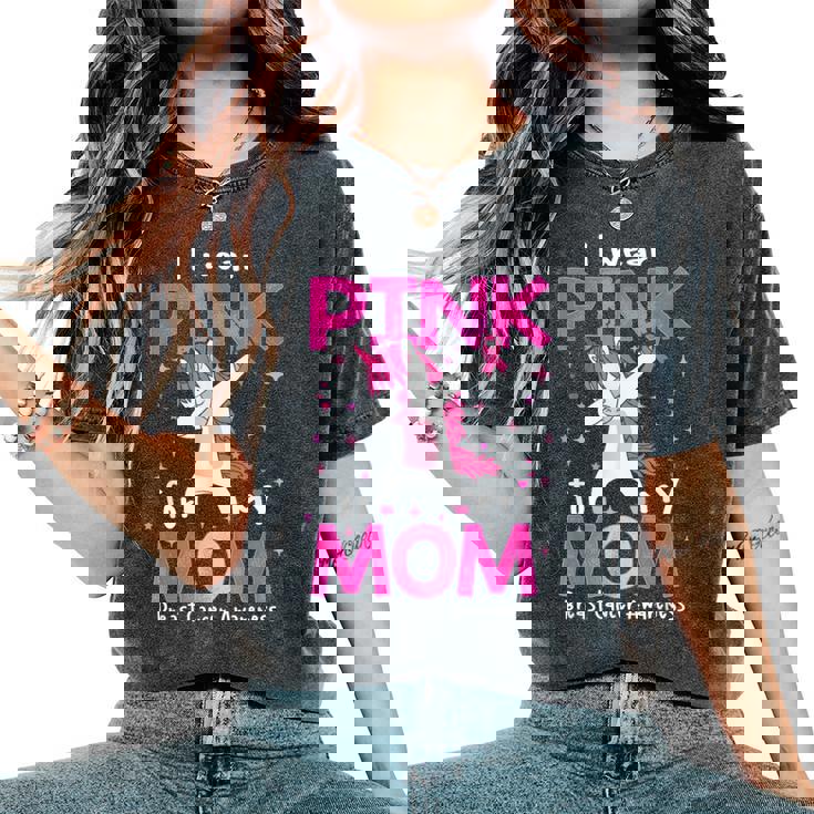 I Wear Pink For My Mom Breast Cancer Awarenessupport レディースオーバーサイズコンフォートTシャツ