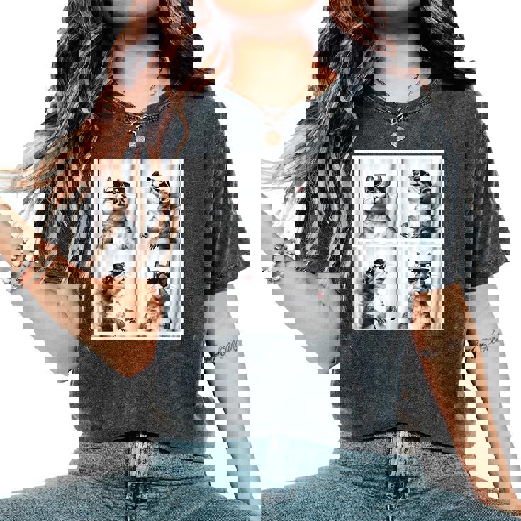 かわいい リスの顔 ペット フォトブース キッズ 若者 男の子 男性 女の子 レディースオーバーサイズコンフォートTシャツ