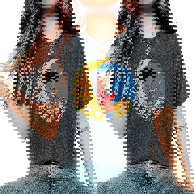 かわいいトップアフリカ系アメリカ人の黒人の女の子 レディースオーバーサイズコンフォートTシャツ