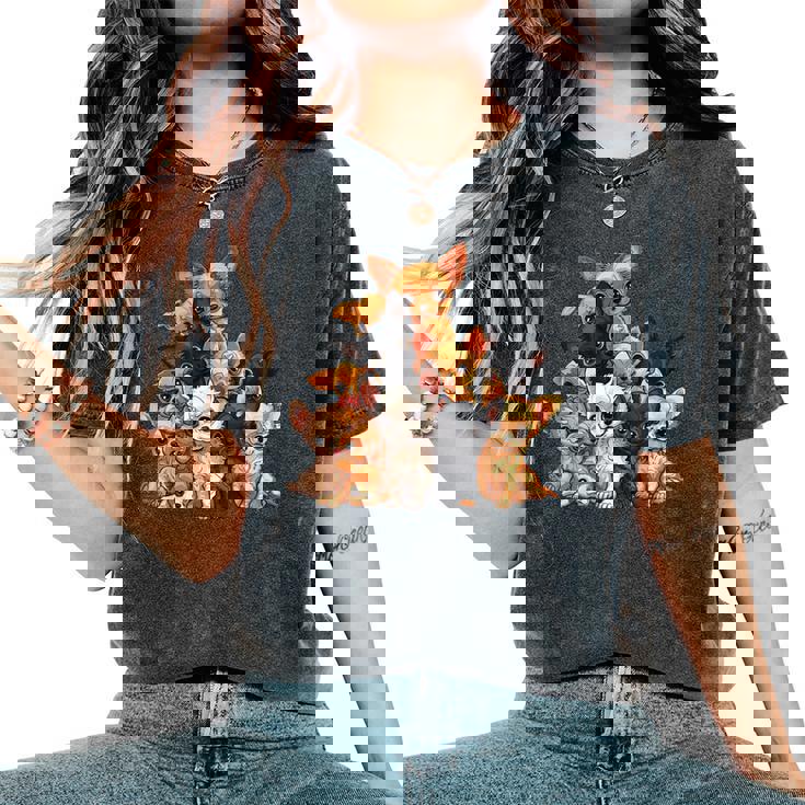 アニメ カワイイ チワワ 女の子 男の子 キッズ レディースオーバーサイズコンフォートTシャツ