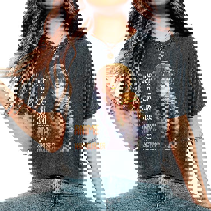 アニメとハンバーガーが大好きな女の子 レディースオーバーサイズコンフォートTシャツ