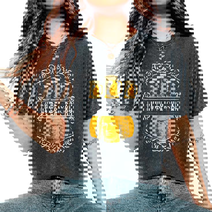 オクトーバーフェスト I Love Beer Bier & German クラシックミュージック レディースオーバーサイズコンフォートTシャツ