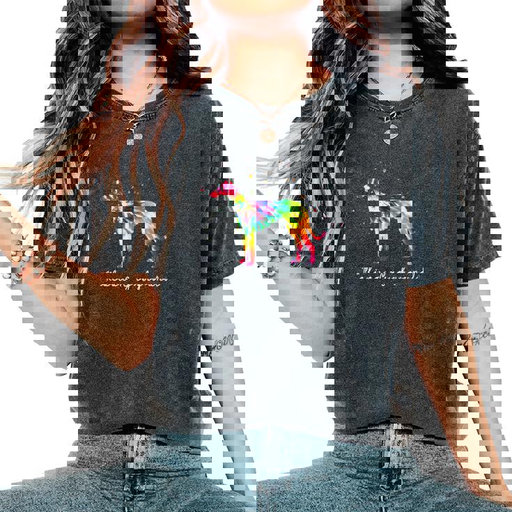 カラフル イタリアン グレイハウンド 犬 お母さん ギフト イタリアン グレイハウンド レディースオーバーサイズコンフォートTシャツ