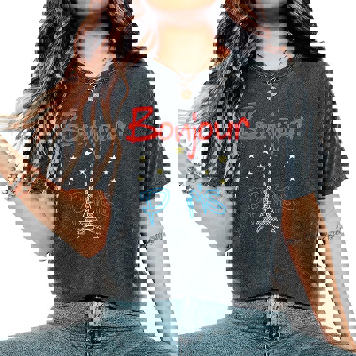 グラフィックデザイン ギフト エッフェル塔 パリ フランス 男性 女性 長袖tシャツ レディースオーバーサイズコンフォートTシャツ