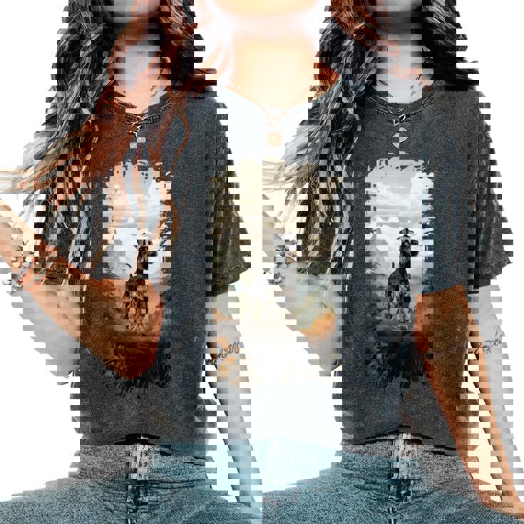 スタンダード シュナウザー マウンテン 肉球デザイン 犬 お母さん お父さん レディースオーバーサイズコンフォートTシャツ