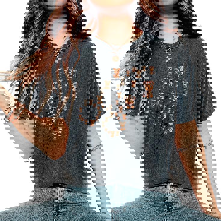 タンポポ ヨークシャー テリアの花、花のヨーキー ツリー レディースオーバーサイズコンフォートTシャツ