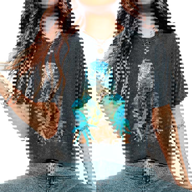 トカゲ イグアナ クール 爬虫類 グラフィック – 男性、女性、男の子、女の子。 レディースオーバーサイズコンフォートTシャツ