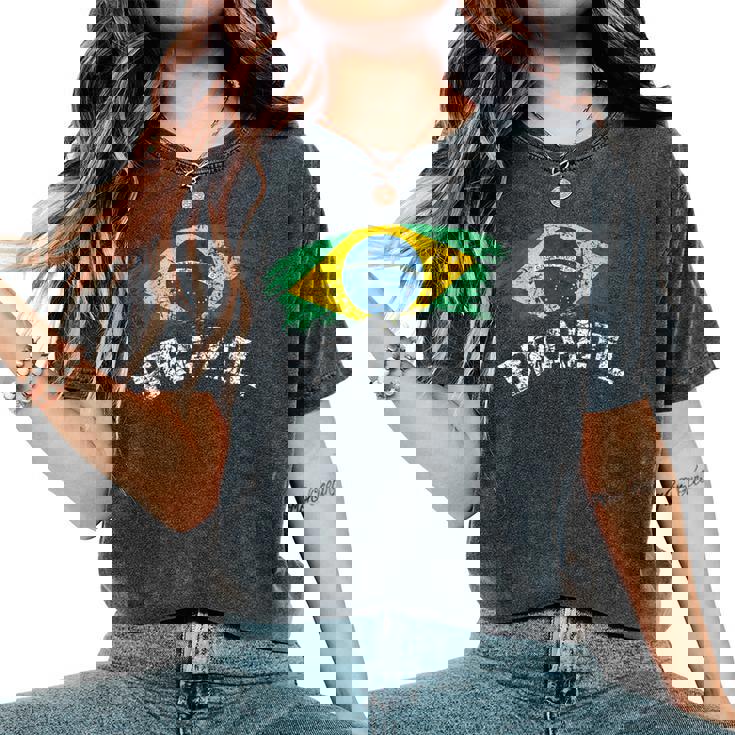 ブラジルの国旗 アンティーク調 ラテン 男性 女性 キッズ ブラジル レディースオーバーサイズコンフォートTシャツ ブラジルの国旗 アンティーク調 ラテン 男性 女性 キッズ ブラジル レディースオーバーサイズコンフォートTシャツ