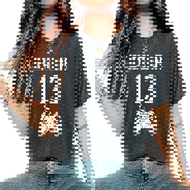 レベルアップ 13歳 誕生日プレゼント 男の子 女の子 レディースオーバーサイズコンフォートTシャツ