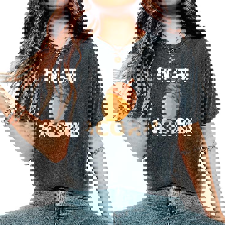 感謝祭 秋 どんぐり コスチューム Happy Falleason ギフト レディースオーバーサイズコンフォートTシャツ