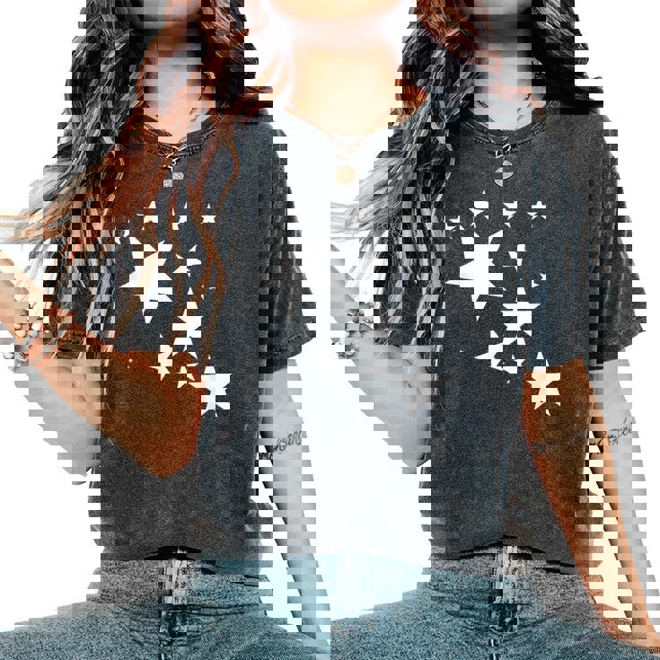 白い星 星柄 デザイン コスチューム ギフト 男性 女性 子供 レディースオーバーサイズコンフォートTシャツ