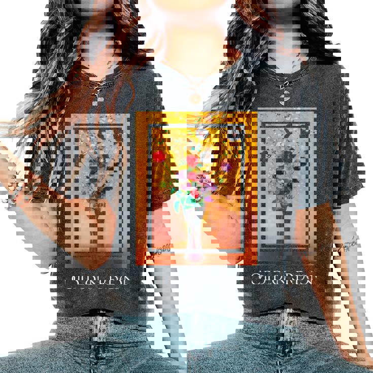 花瓶 オディロン・ルドン 絵画 シンボリズム 花ase Flowers Odilon Redonymbolism レディースオーバーサイズコンフォートTシャツ