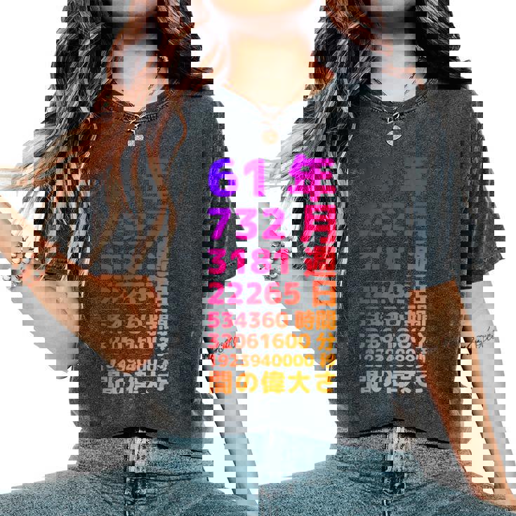 面白い61歳の誕生日の古いメーター 面白い61歳のギフト 女性 男性 面白い電卓 61歳の誕生日のギフト レディースオーバーサイズコンフォートTシャツ