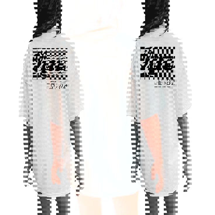 For New Mom Retro Checkered Mama Est 2024 Women's Oversized Comfort T-Shirt Back Print For New Mom Retro Checkered Mama Est 2024 Women's Oversized Comfort T-Shirt Back Print