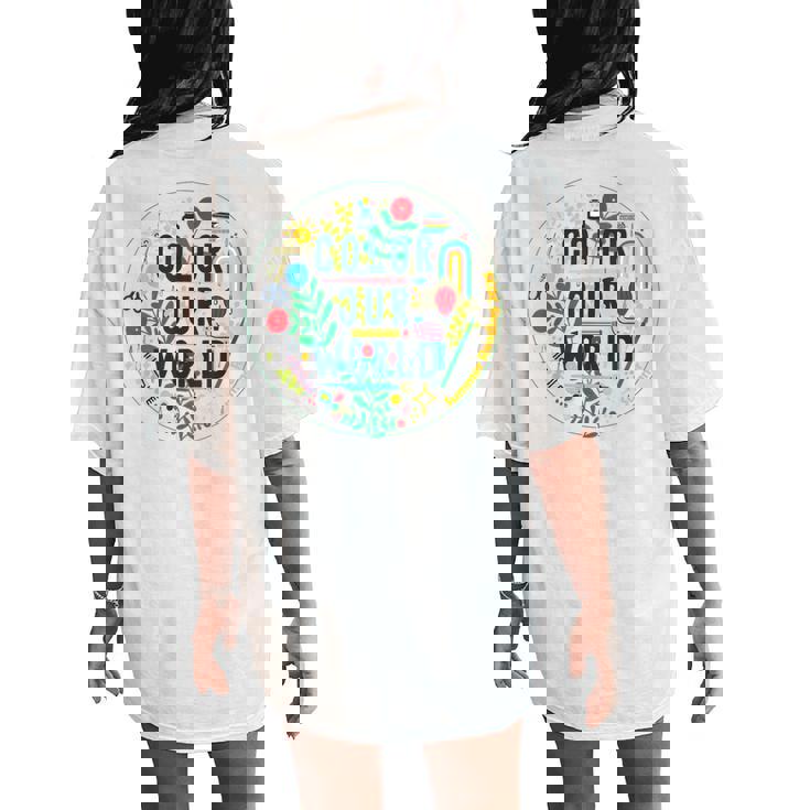 Color Our World Summer Reading 2025 Boho Wildflower Book Women's Oversized Comfort T-Shirt Back Print