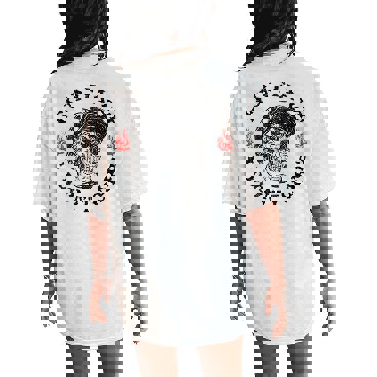 Fun Fact I Don't Care Skeleton Sarcastic On Back Women's Oversized Comfort T-Shirt Back Print