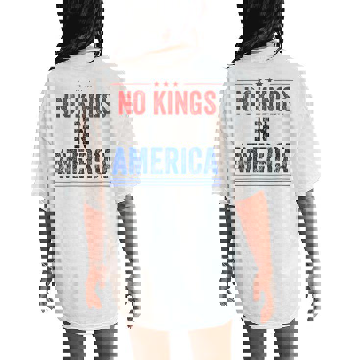 No Kings In America Flag Protest Save Democracy Women's Oversized Comfort T-Shirt Back Print