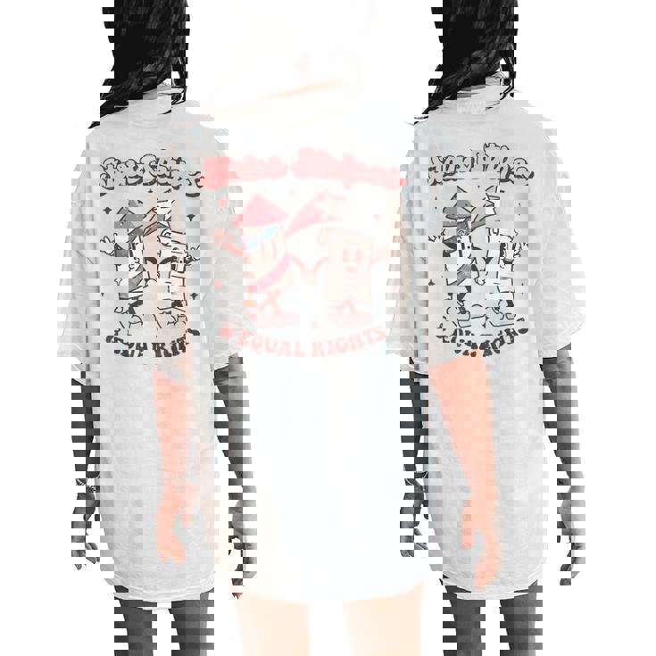 Retro Groovy 4Th Of July Stars Stripes & Equal Rights Women's Oversized Comfort T-Shirt Back Print