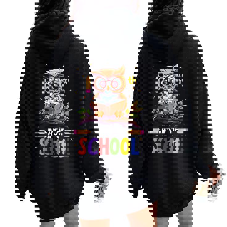 100Th Days Ofchool Owls 鳥 学生 100日間の学校 レディース オーバーサイズ パーカー バックプリント
