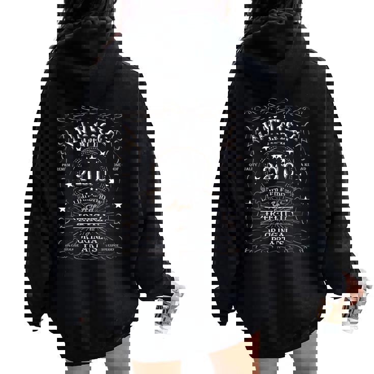 15Ème Anniversaire 15 Ans Garçons Filles 2010 Sweat à capuche oversize pour femme avec imprimé dans le dos