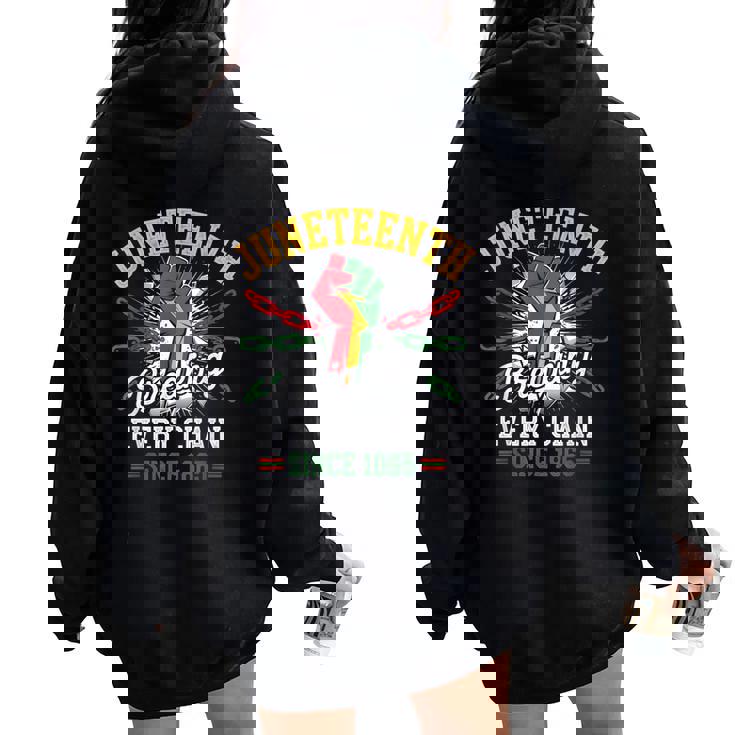 1865年以来、すべてのチェーンを破る 女性 男性 Junenth Freedom レディース オーバーサイズ パーカー バックプリント