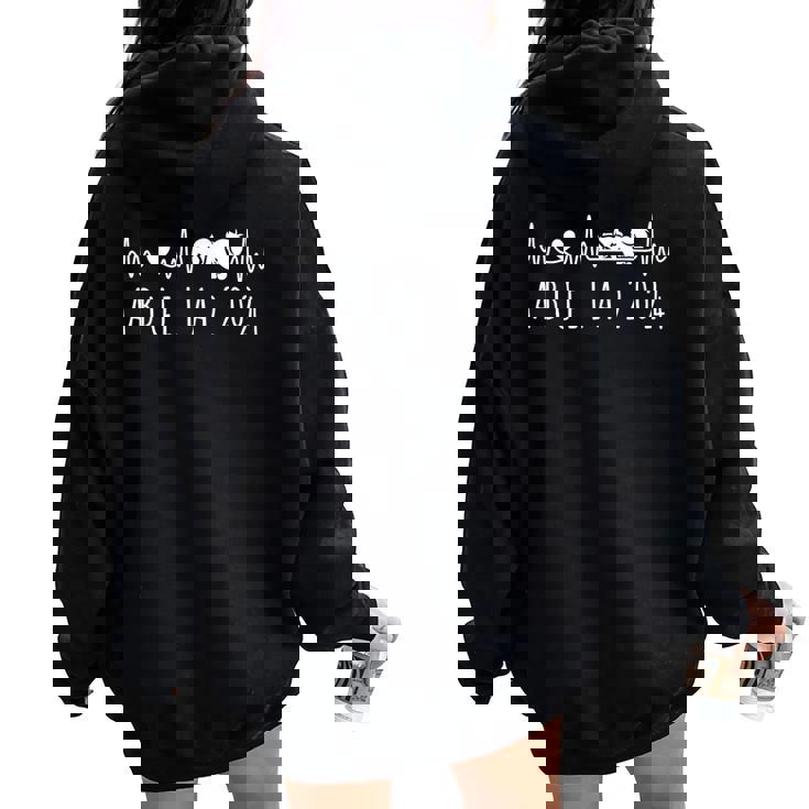 Abuela 2024 Ritmo Cardiaco Anuncio Embarazo Futuras Abuelas Women Oversized Hoodie Back Print
