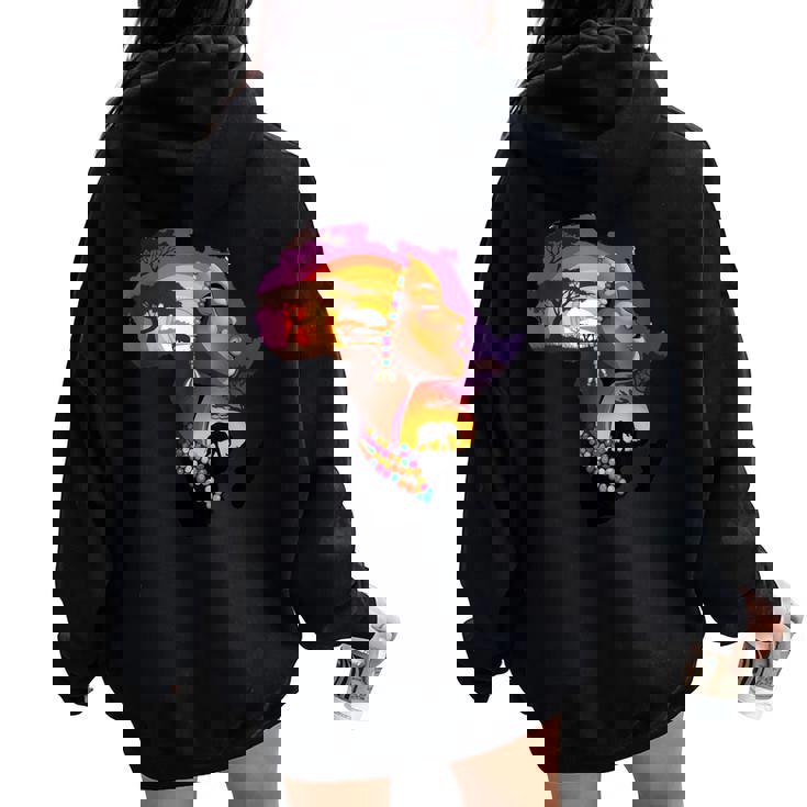 African American Boyunflower Melanin History Month レディース オーバーサイズ パーカー バックプリント