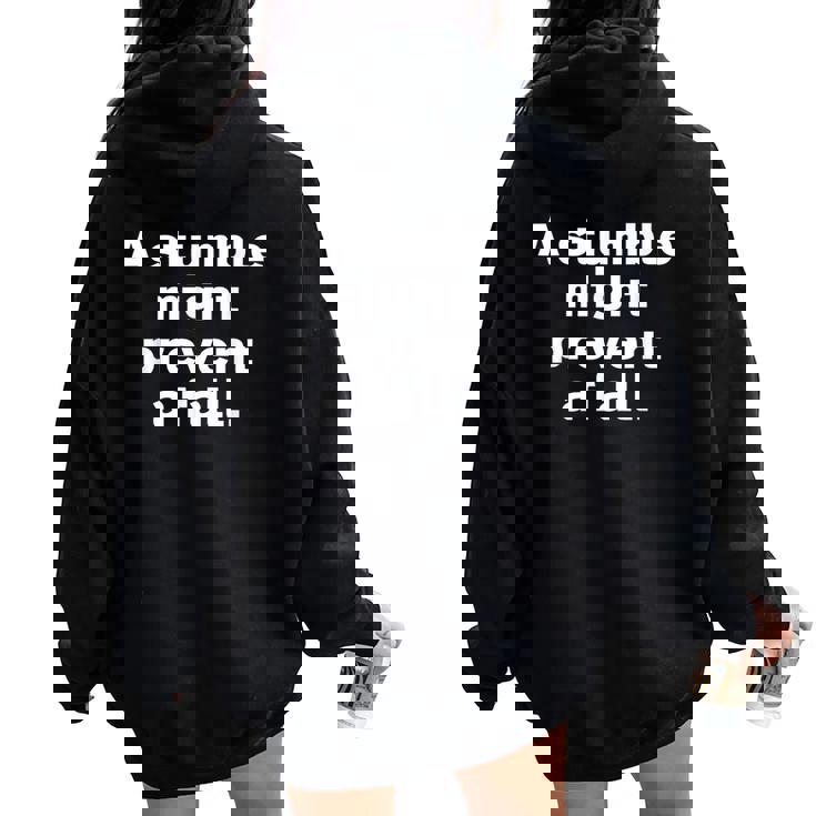 Atumble Might Prevent A Fall 小さな失敗は大きな失敗を防ぐ 英語 文字入り 格言 レディース オーバーサイズ パーカー バックプリント