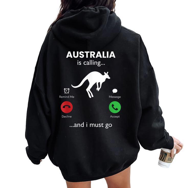 Australia Está Llamando Australia Divertida Women Oversized Hoodie Back Print