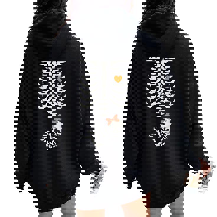 Baby Shower Skeleton Halloween Pregnancy Annoucement Girls Women Oversized Hoodie Back Print
