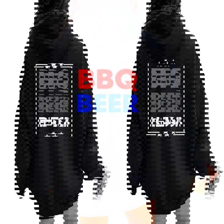 Bbq Beer Freedom シャツ レディース オーバーサイズ パーカー バックプリント