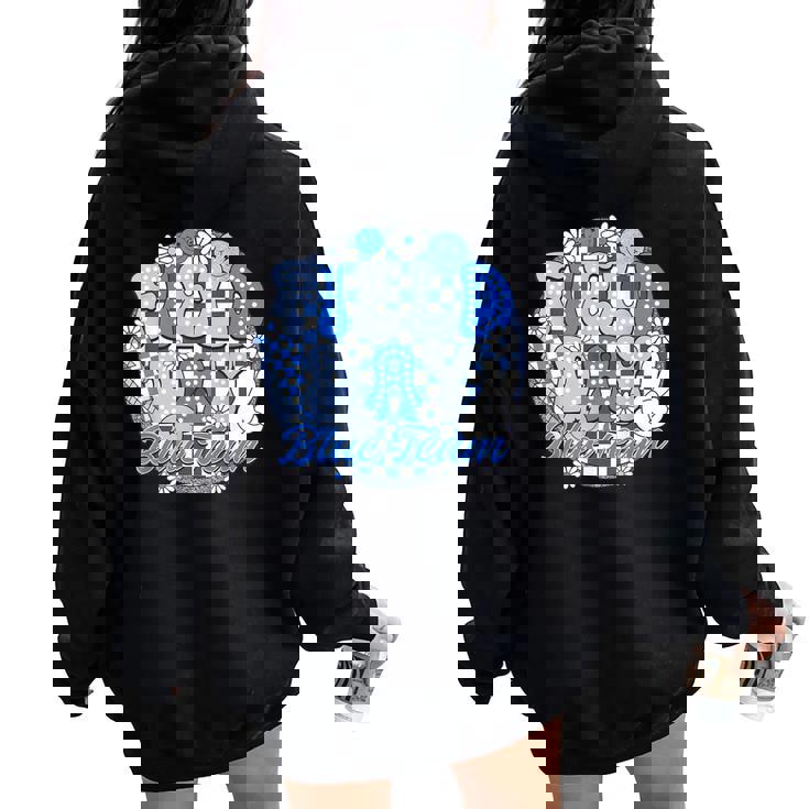 Blue Field Day Blue Team Color Field Trip Teacher Student Women Oversized Hoodie Back Print Blue Field Day Blue Team Color Field Trip Teacher Student Women Oversized Hoodie Back Print