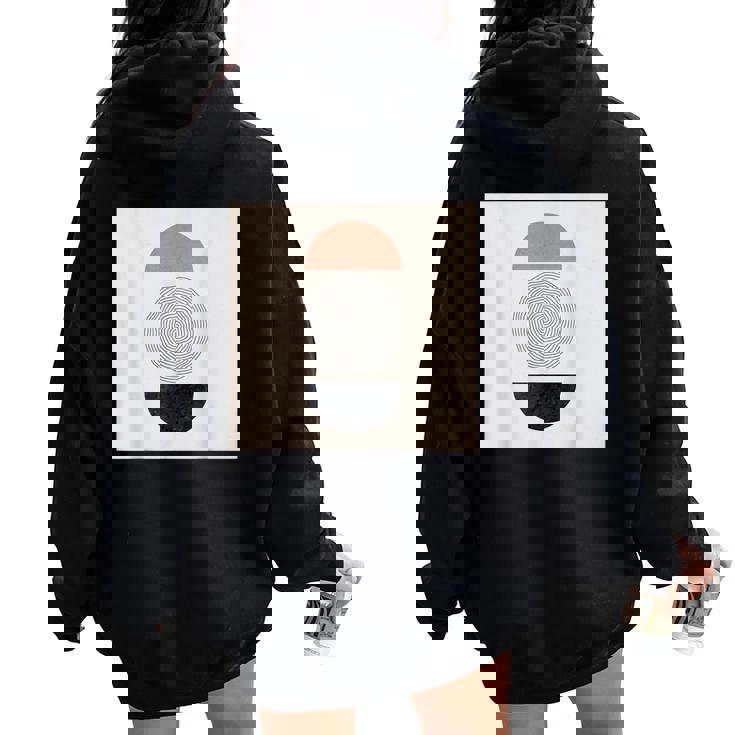 Boho 抽象形アート ミッドセンチュリー モダンアート レディース オーバーサイズ パーカー バックプリント