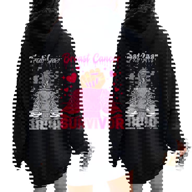 Breast Cancer Awareness Warrior Black Melanin Survivor Women Oversized Hoodie Back Print Breast Cancer Awareness Warrior Black Melanin Survivor Women Oversized Hoodie Back Print