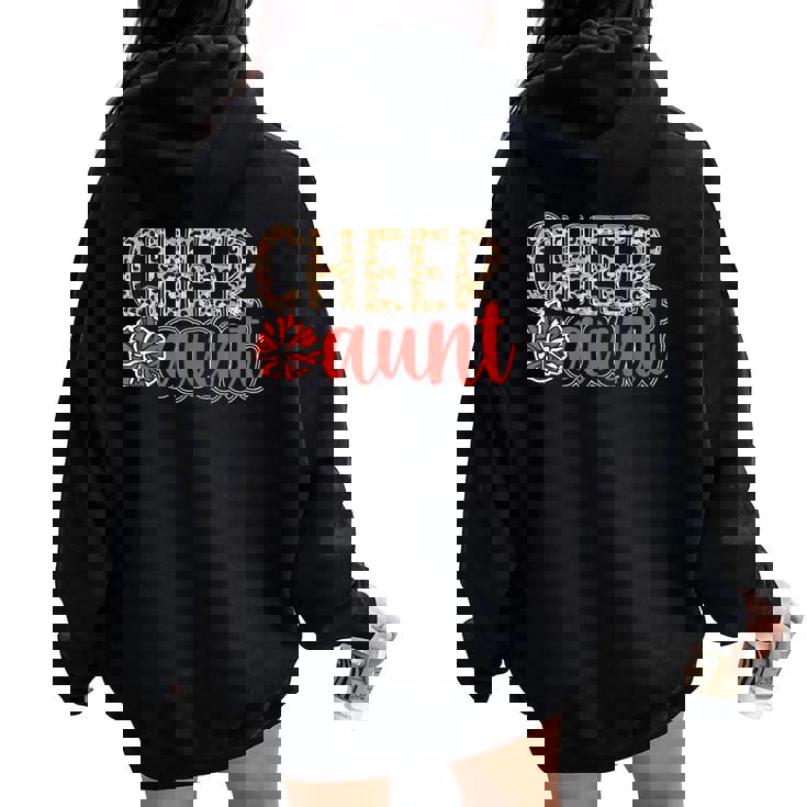 Cheer Aunt Leopard Aunt Of A Cheerleader Aunt Cheer Auntie Women Oversized Hoodie Back Print