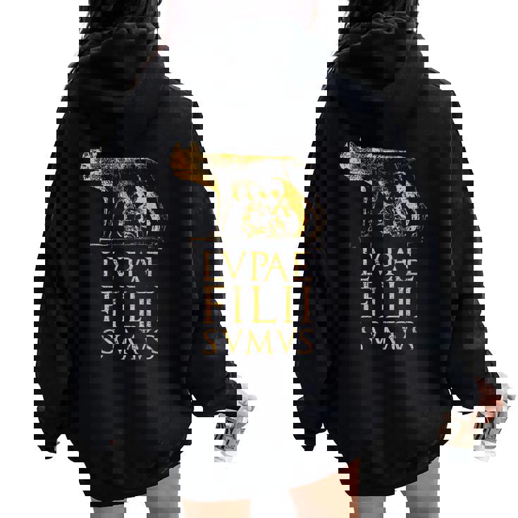 Cita Del Imperio Romano De Roma Antiguo Lobo Romano Women Oversized Hoodie Back Print