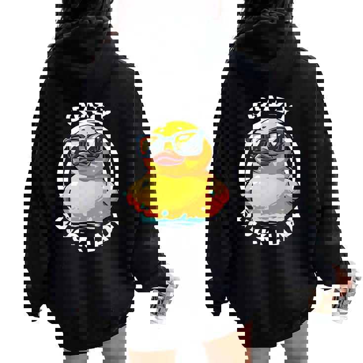 Crazy Duck Lady キュート アヒル ママ アヒルの所有者 面白い I Love Ducks レディース オーバーサイズ パーカー バックプリント