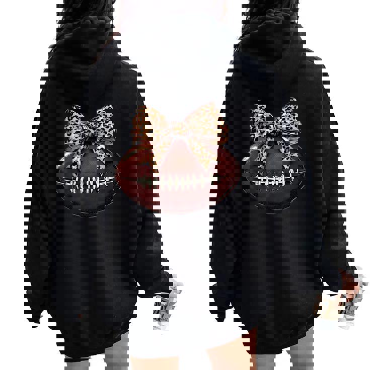 Cute Football Coquette Bow Cute Football Mom Women Oversized Hoodie Back Print