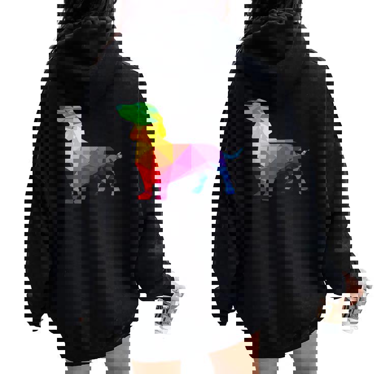 Dachshund Gay Pride Lgbt Lgbtq Rainbow Flag Dog Lovers レディース オーバーサイズ パーカー バックプリント