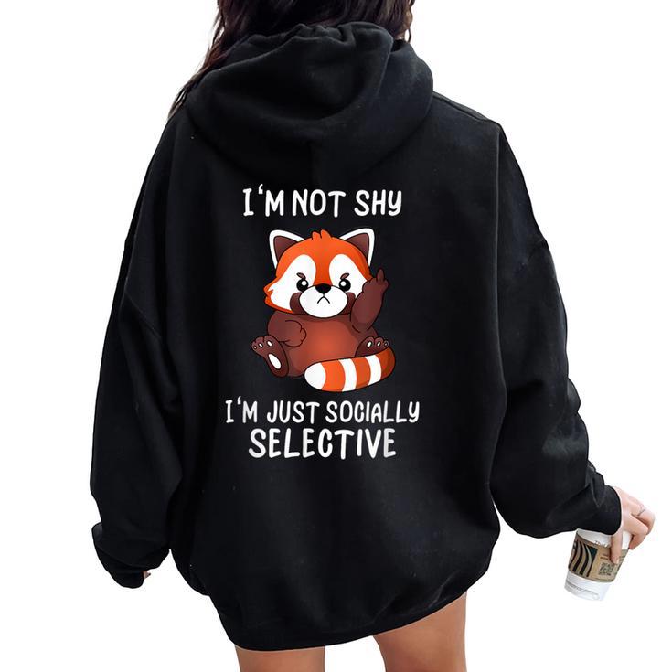 Déclaration D'humour Antisocialocialementélectif Mignon Panda Rouge Sweat à capuche oversize pour femme avec imprimé dans le dos