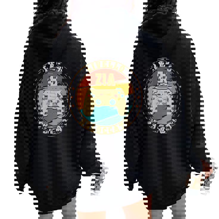 Donna Annuncio Gravidanza Neo Zia Loading Futuro Gamer Mamma Papà Con Collo A Felpa con cappuccio oversize da donna con stampa posteriore