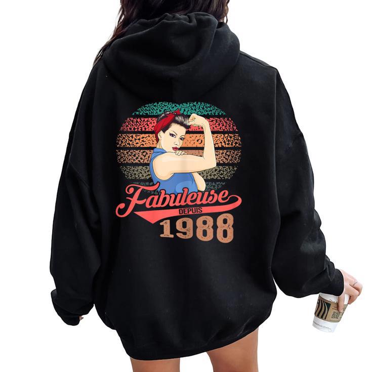 Fabuleuse Depuis 1988 Cadeau Anniversaire Humour 35Ans Sweat à capuche oversize pour femme avec imprimé dans le dos