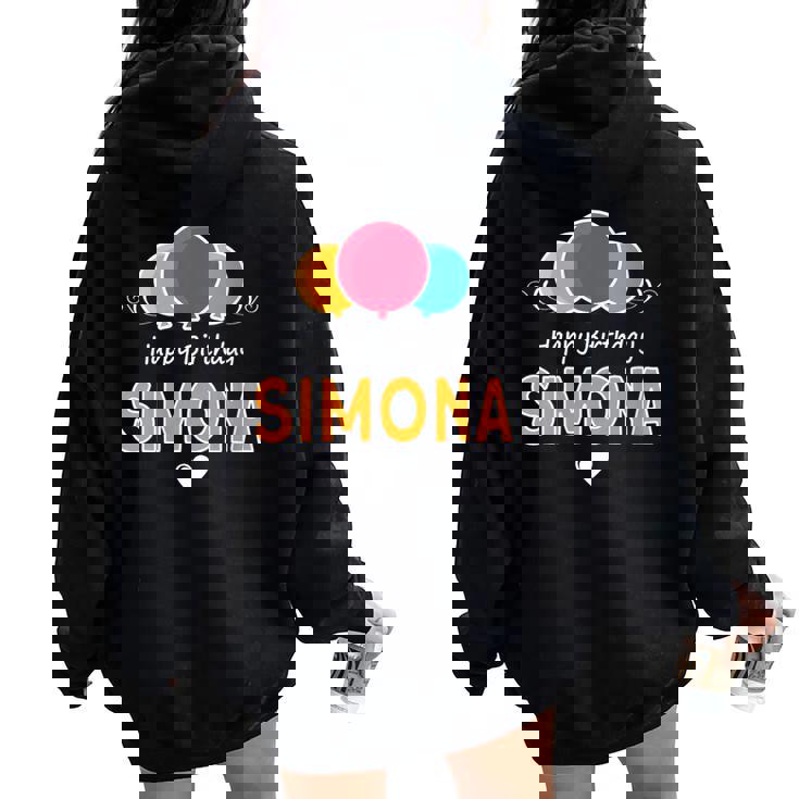 Feliz Cumpleaños Diciendoimona Cuello Women Oversized Hoodie Back Print