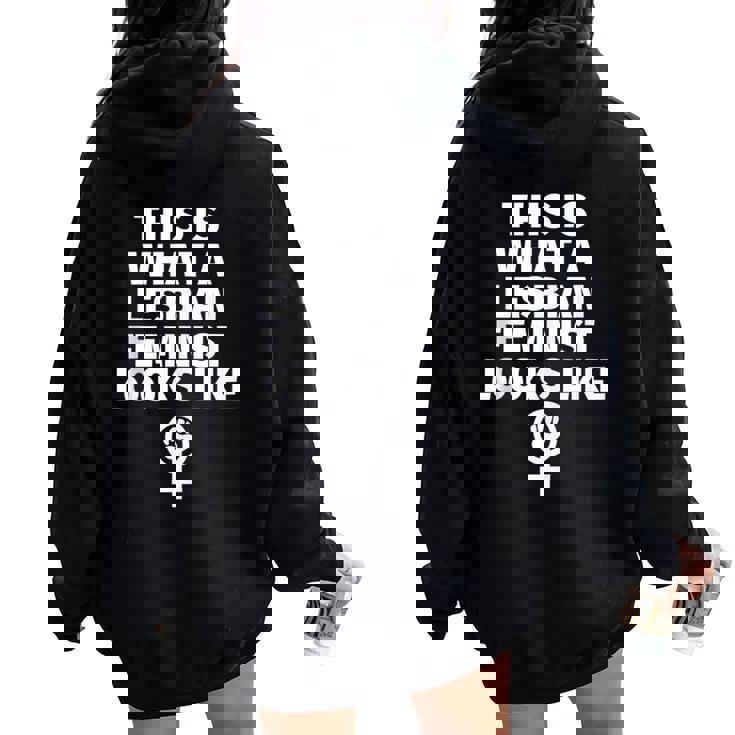 Feminista Lesbiana Es Del Orgullo Gay In Mangas Women Oversized Hoodie Back Print