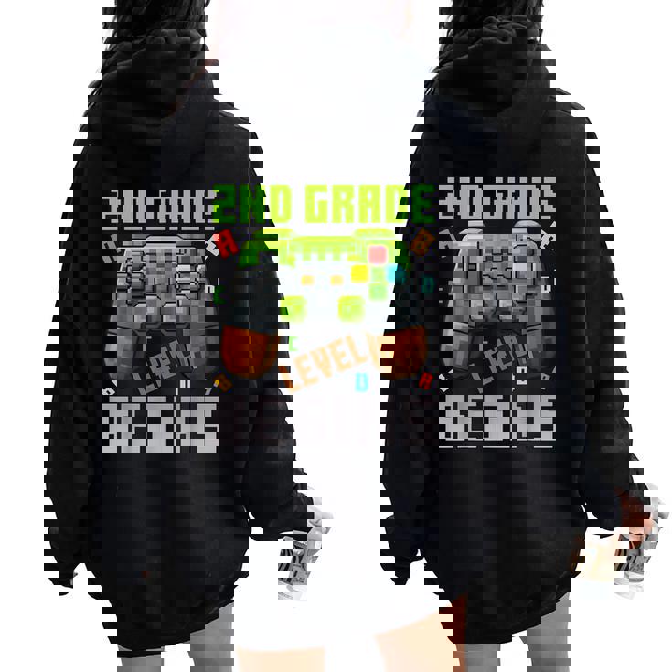 First Day Of 2Nd Grade Level Begins First Day Of 2Nd Grade Women Oversized Hoodie Back Print