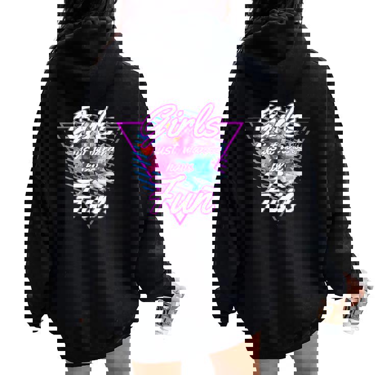 Girls Just Wanna Have Fun 1980S Eighties Costume Party レディース オーバーサイズ パーカー バックプリント