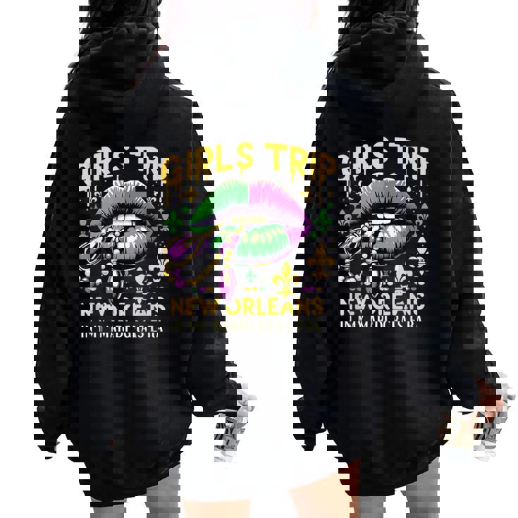 Girls Trip New Orleans In My Mardi Gras Era リップ 楽しいノベルティ レディース オーバーサイズ パーカー バックプリント