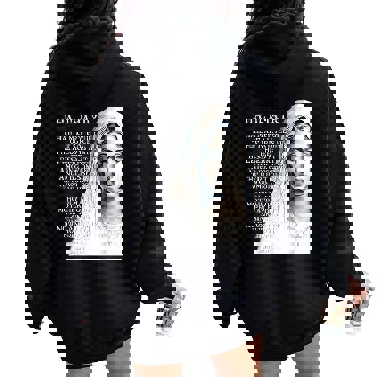 Hail Mary Blessed Mother ロザリオの祈り レディース オーバーサイズ パーカー バックプリント