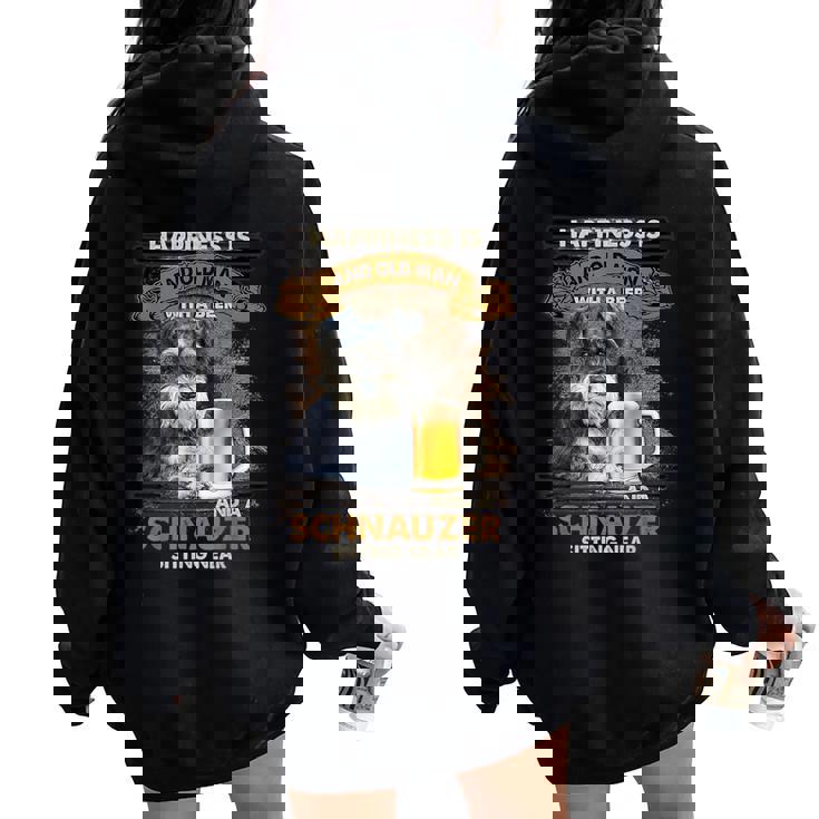 Happiness Is An Old Man With A Beerchnauzeritting Near Near レディース オーバーサイズ パーカー バックプリント