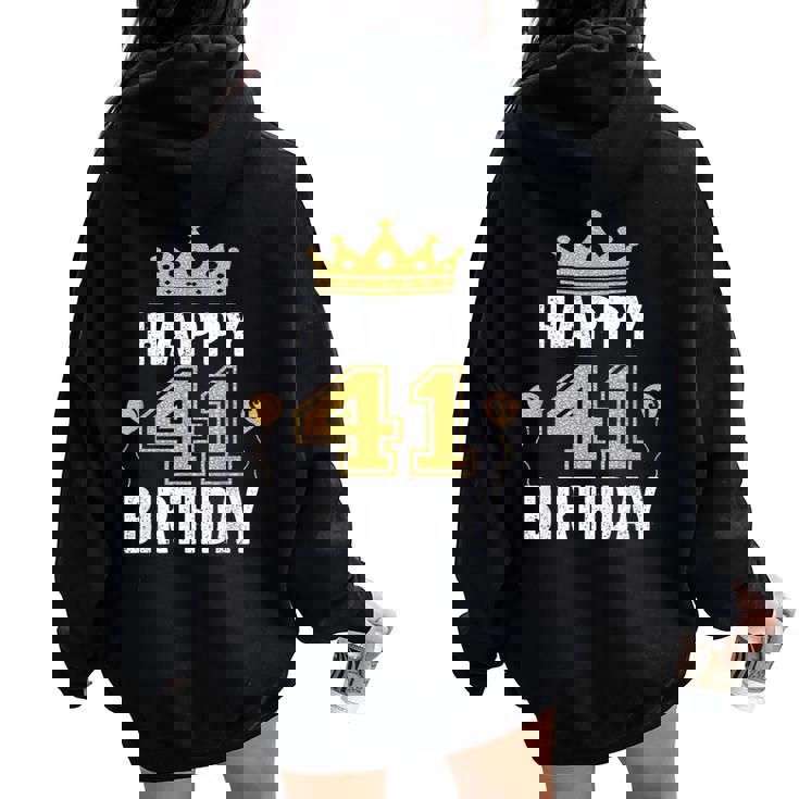 Happy 41St Birthday アイデア 41歳の男性と女性に レディース オーバーサイズ パーカー バックプリント